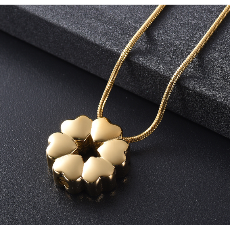 Fashionable Heart-Shaped Flower Urn Necklace for Women Stainless Steel Keepsake Pendant