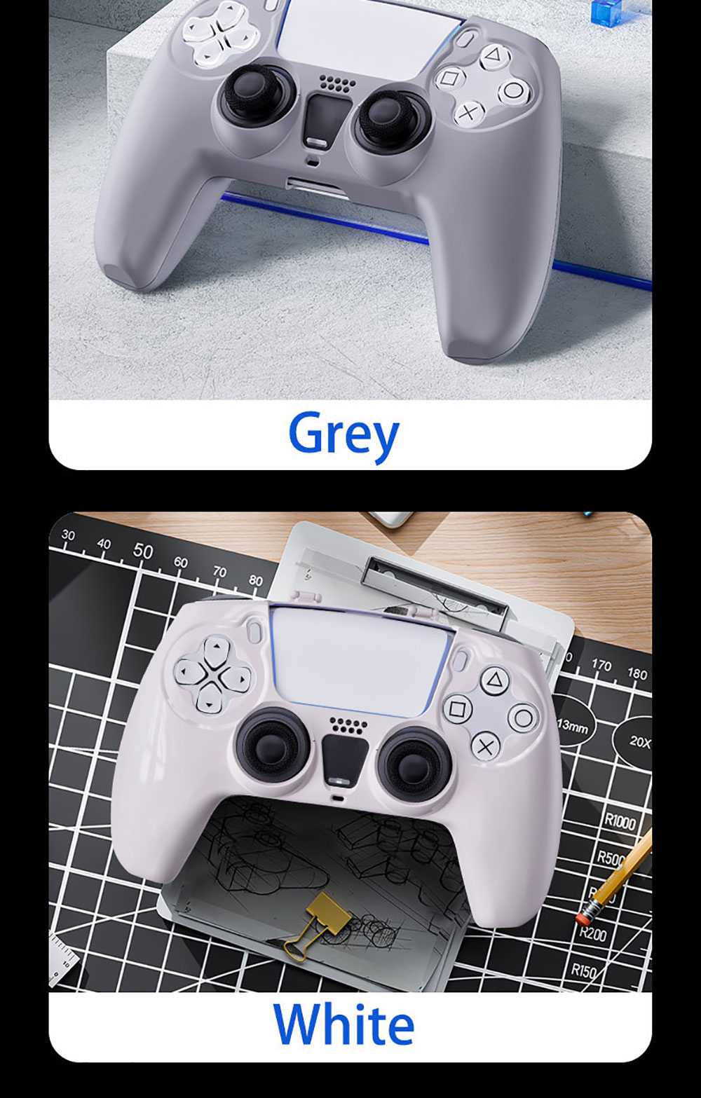 Laudtec Slim Lightweight Carbon Fiber Case for PS5 Controller 360 Anti-Fall Hard Shell Protective Cover Shockproof Accessory