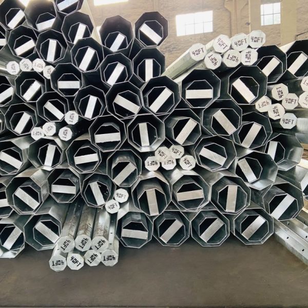 15kv Power 2.75mm Distribution Steel Pole Octagon Shape 40FT Galvanized Pole