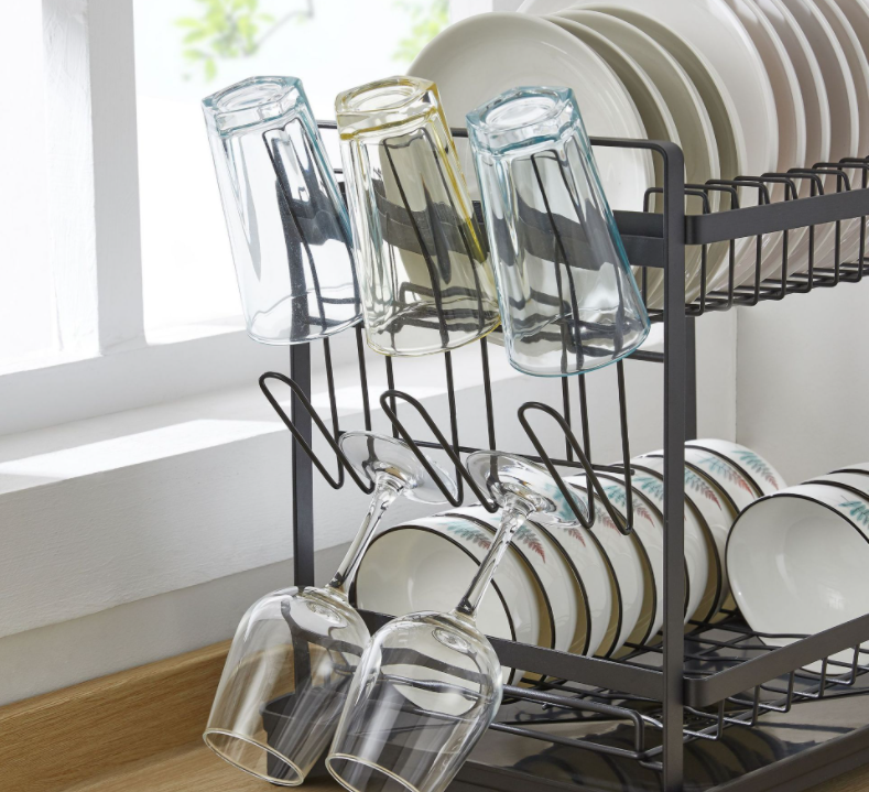2 Layers Removable L38.5cm Steel Kitchen Basket Rack