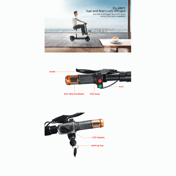 E4-6 Electric Bike 10 Inch Foldable Electric Scooter Two Wheel With Ajustable Seat