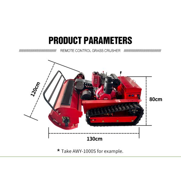 Diesel Engine 4-Stroke Industrial Small Robot Grass Cutter Cutting Width 800mm 1000mm 1200mm Remote Control Crawler Flail Mower