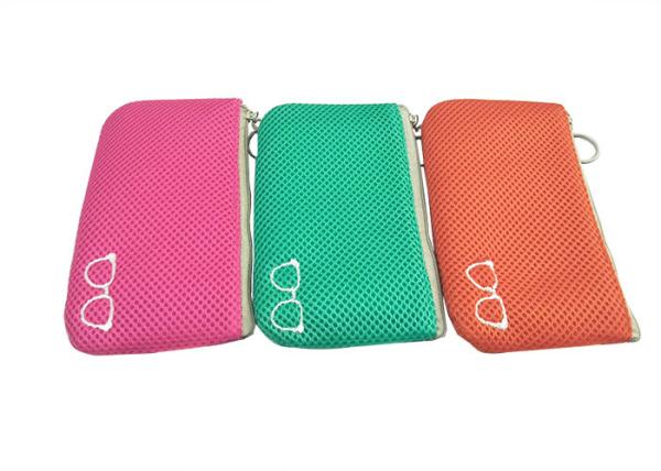 Portable Soft Sunglasses Pouch / Zipper Eyewear Cases with Embroidery Logo
