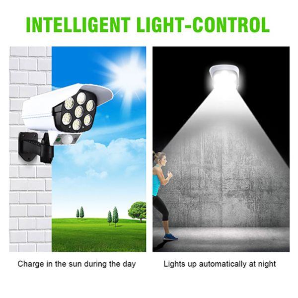 LED Solar Light Motion Sensor Security Dummy Camera Wireless Outdoor Flood Light IP65 Waterproof Lamp 3 Mode For Home Garden