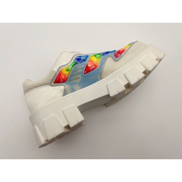 Trendy White Leisure Shoes Non slip Women'S Platform Casual Shoes With Shoelace Storage