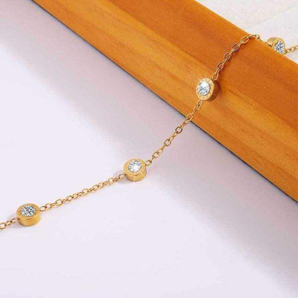 Pulseras de cadena para mujer de acero inoxidable chapado en oro