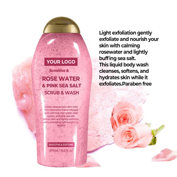 Gommage Corporel Apaisant au Quartz Rose Curatif Sel Marin Rose Exfoliant Doux Eau de Rose