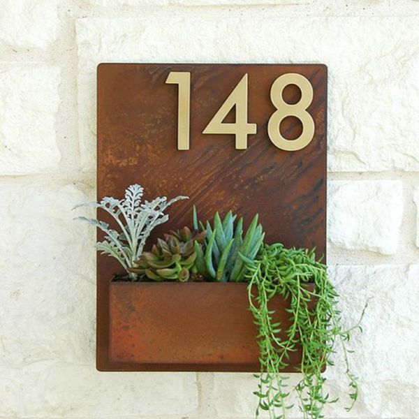 Wall mounted weathering steel decorative small flower pot