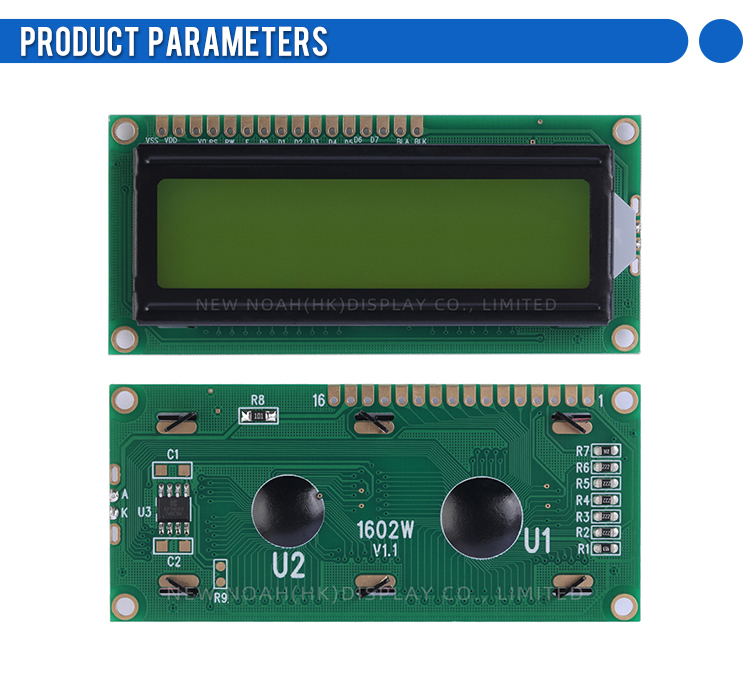 Russian Yellow Green Film 1602W 3.3V Liquid Crystal Display STN High Frame 12MM Graphic Dot Matrix Module