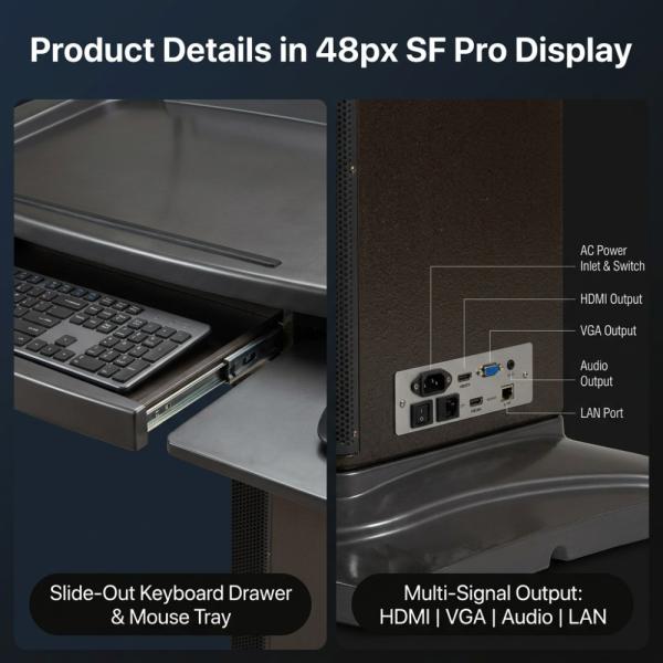 SDT 500Y 21.5 Inch Smart Digital Podium Electric Flip Touch Screen Gooseneck Microphone Multimedia Lectern