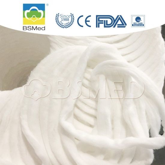 Medical 100% Cotton Wool Coil 1.5g Per Meter Raw Material for Swabs Balls 20g Size 23g Water Absorbency Medical Consumables Medical Cotton Wool Absorbent Surgical Cotton Wool Cotton Coill