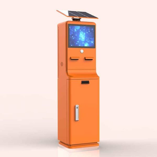 Customized Kiosk Outdoor Kiosk With Solar Panel Power Supply Cash Payment And Card Payment For Parking Station Or Self Ordering Payment