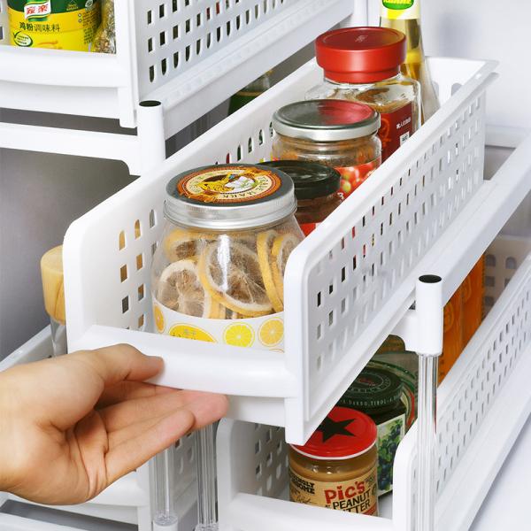 2 Tier Plastic Pull Out Shelves Plastic Organizer Shelf For Kitchen