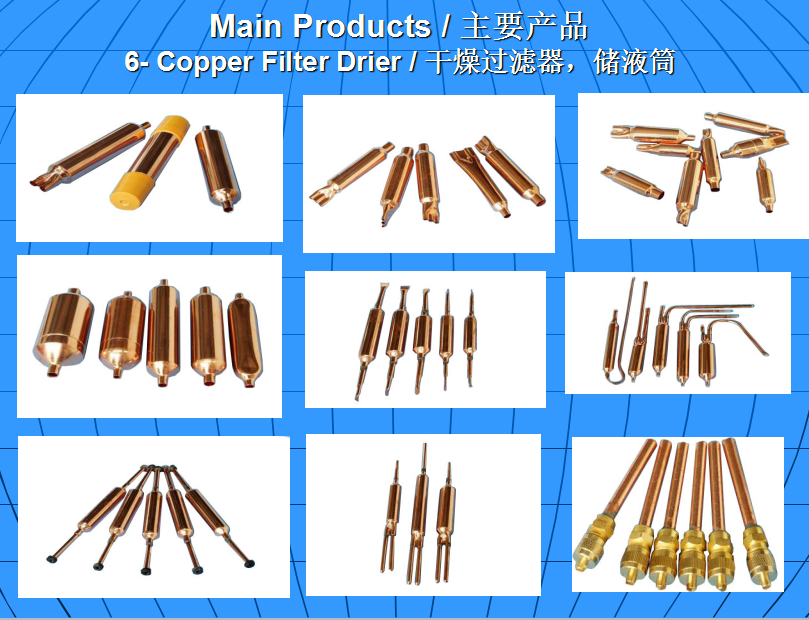 R134a 3 hole welding type refrigeration copper filter dryer