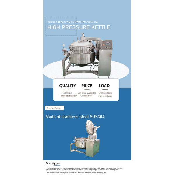 615KG Industrial High Pressure Cooker Pot/Jacketed Kettle for 220V/230V/380V/415V/440V