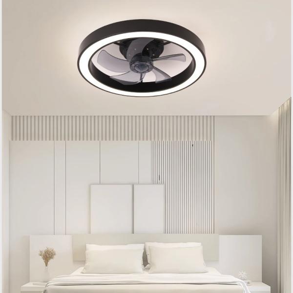 Control remoto de la APP de fábrica Smart Low Profile Ceiling Fan Light Flush Mount LED Ceiling Light 6 Velocidades del viento Nuevas tecnologías ventiladores de techo