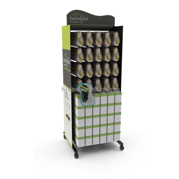 Retail Shop Flooring Display Stands Promotional Movable Metal Shoe Display Stand