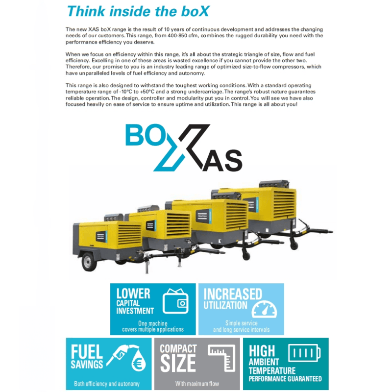 X-Air 1300-35 Mobile Rotary Screw Air Compressor High Pressure Portable For Industrial Construction
