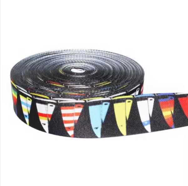 Polyester Printed Webbing One Side Heat Transfer Strap 2.5cm for Garments and Bags