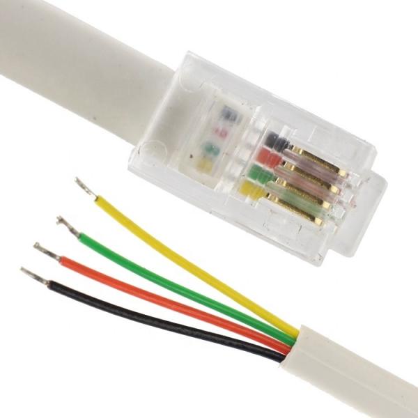 OEM 1m  White Black RJ9 RJ11 Male 4p4c to Stripped Wire Open Cable