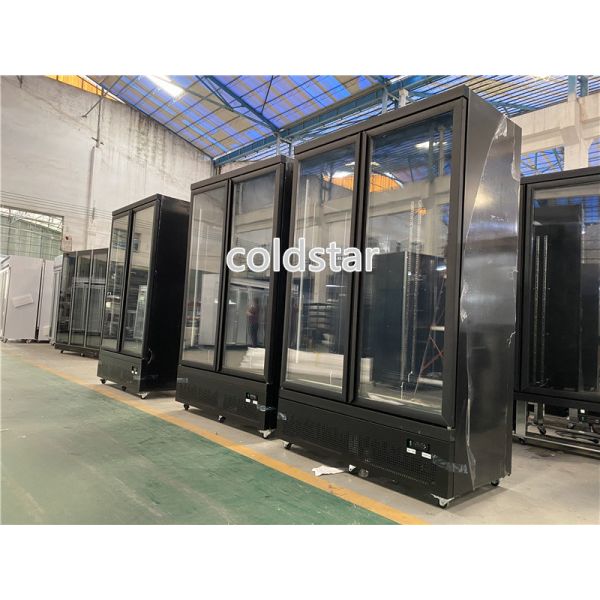 Supermarket Upright Double Door Drink Bottle Refrigerator Cooler Beverage Showcase