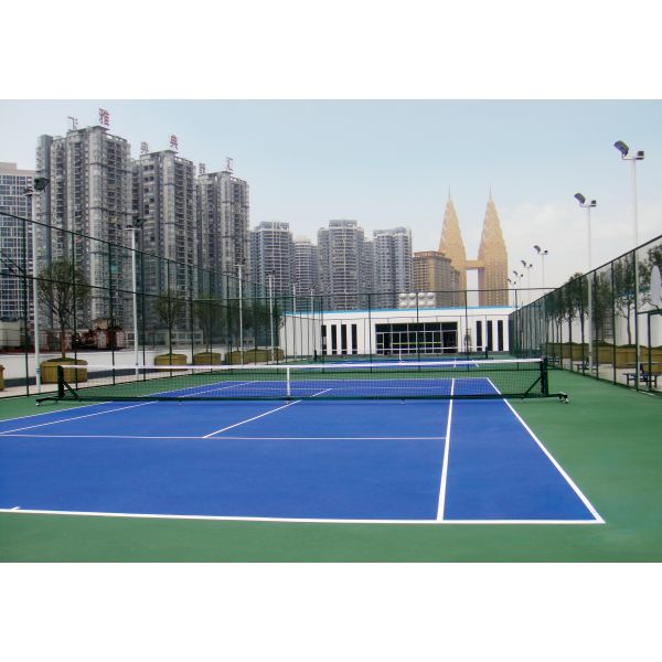 Silicon Polyurethane Tennis Court Flooring ISO9001 Anti Slide