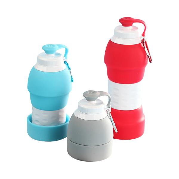 Taza plegable de silicona de 395 ml con tapa, plegable hasta 2 cm