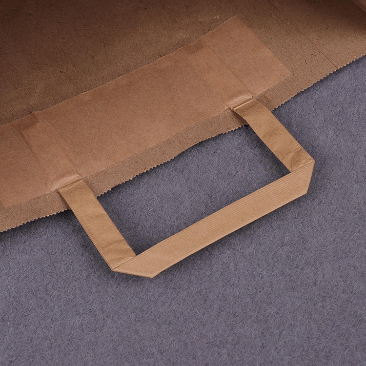Thickened Big Size Brown Square Bottom Kraft Paper Bags With Flat Handles My Logo Prints