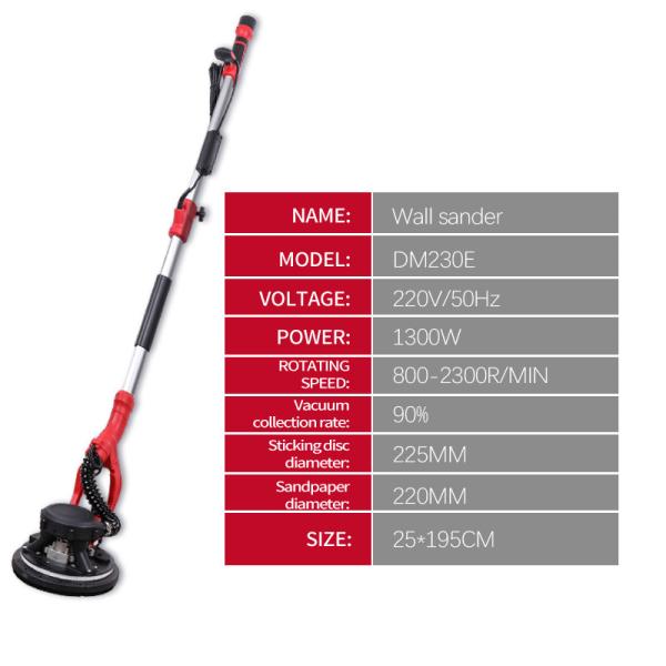 1300W Hand Putty Sander Machine Vacuum Electric Floor Drywall Concrete Grinder Machine