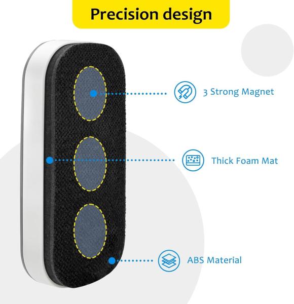 OEM/ODM Magnetic Dry Eraser With 3 Built-In Magnets Magnetic Whiteboard Eraser