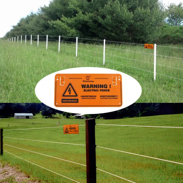 Electric Fence Warning Sign, Plastic Safe Sign, Caution Warning Sign for Electric Fence