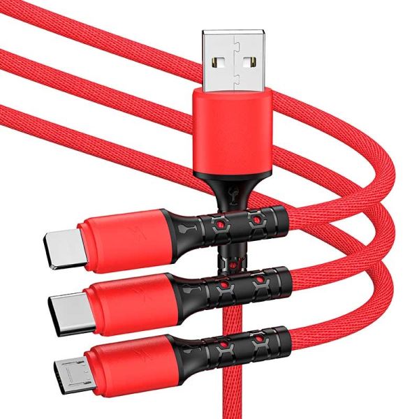 Fast Chargre OD 3mm Fabric Braided USB Cable 3 In 1 Promotional Gifts