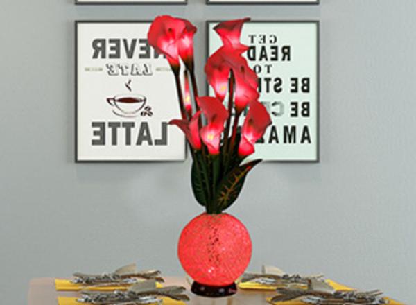 Calla lily vase light hotel small night light indoor living room bedroom simulation flower LED decoration light