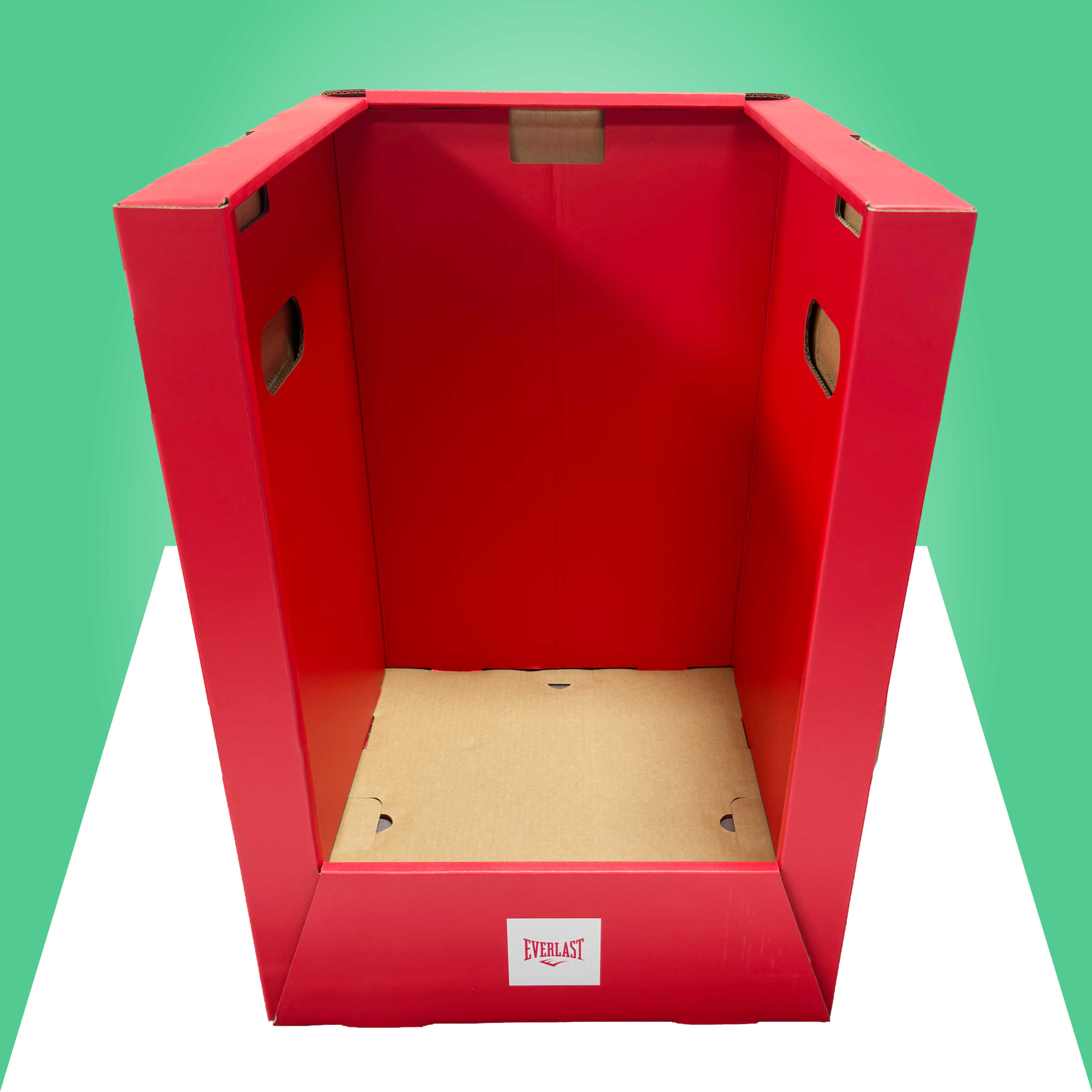Backpack PDQ Tray Display EB Double-Wall Corrugated Cardboard PMS185C Printing