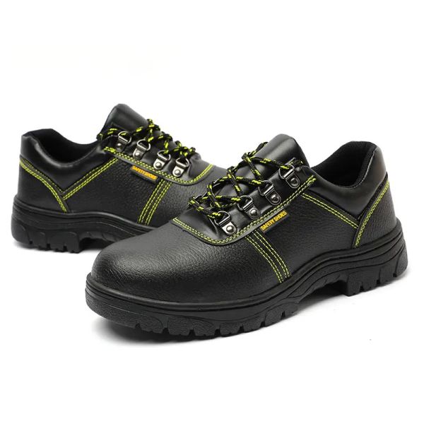Black Steel Toe Shoes Syntactic / Rubber Material Safety Shoes