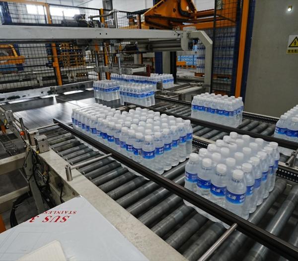 42,000 BPH ボトル水生産ラインのための柔軟なダブルチャネルガントリーパレット化器