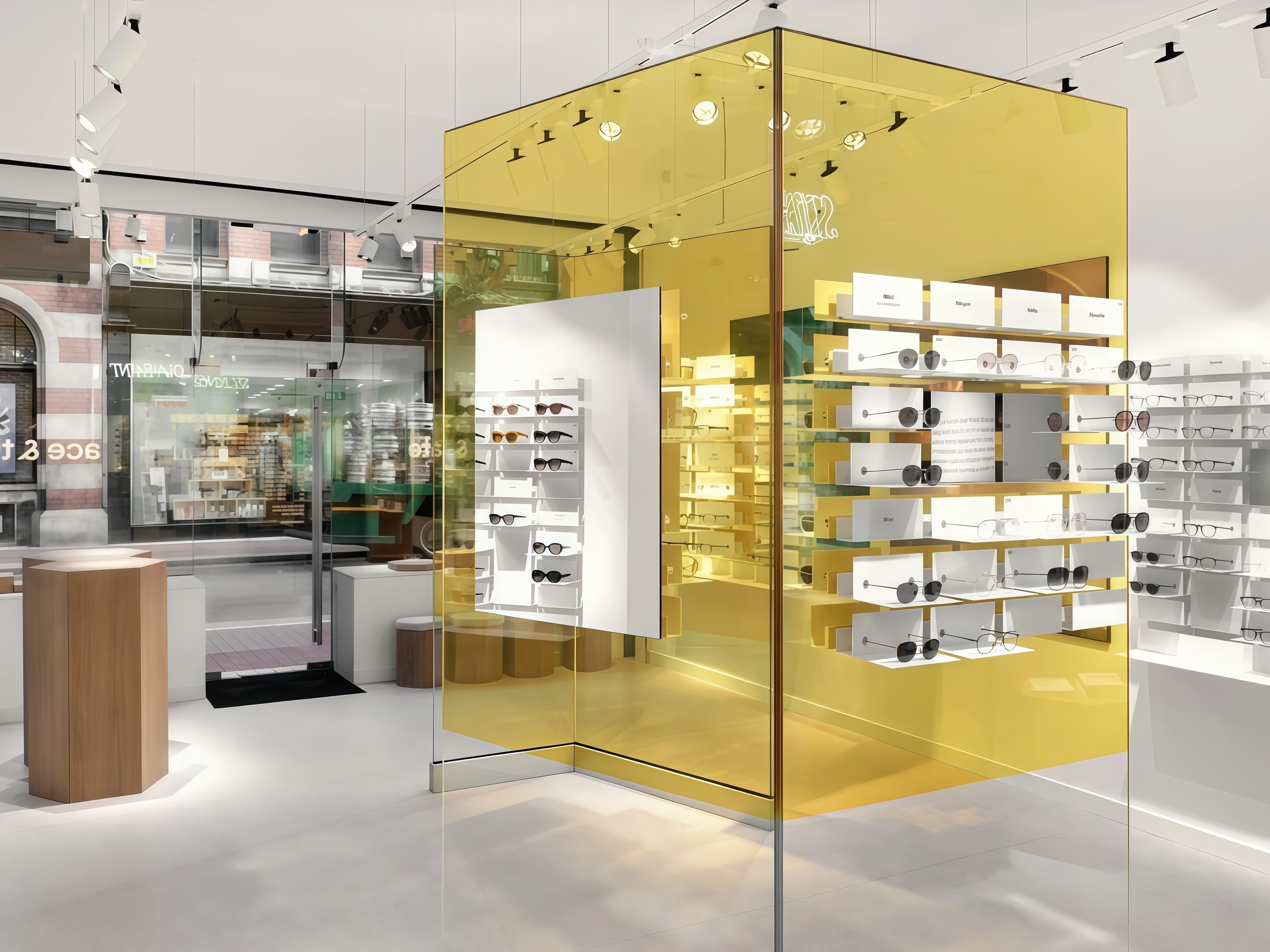 Commercial Optical Display Furniture with LED Lighting Eco-Friendly & Durable Design for Eyewear Shop Glass Showcase Solution