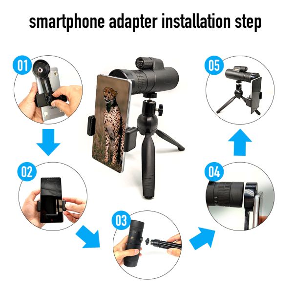 Международный Monocular сигнала 10-30X42 с зажимом мобильного телефона треноги