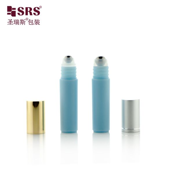 RPA-5ML Blue Empty Plastic Roller Bottle With Silver Top Metal Roller Ball