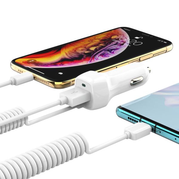 Smart Universal 3.4A Rapid Phone Charger High Speed LED Spring Wire