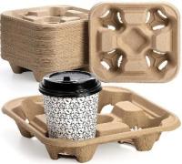 Porte-gobelets en papier en pâte de bois vierge 100% Durable 4 porte-gobelets avec poignée