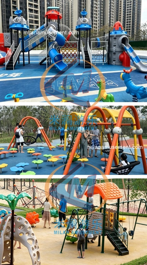 Kids Theme Playground Equipment– Outdoor Multi-Slide Combo with Double Lane & Single Slide
