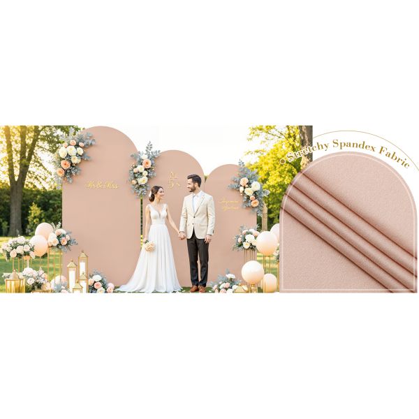 3 Piece Nude Arch Covers ,Spandex Arch Backdrop Cover for Wedding、 Baby Shower 、Birthday Party 