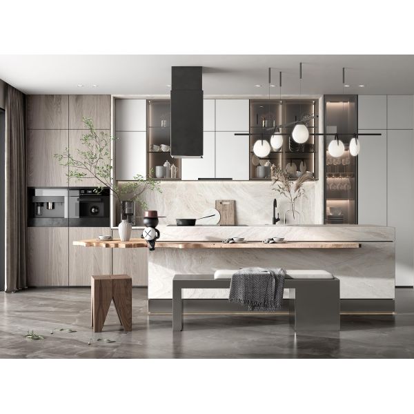 Estilo lineal E1 E0 Medio ambiente Armarios de cocina estándar Muebles