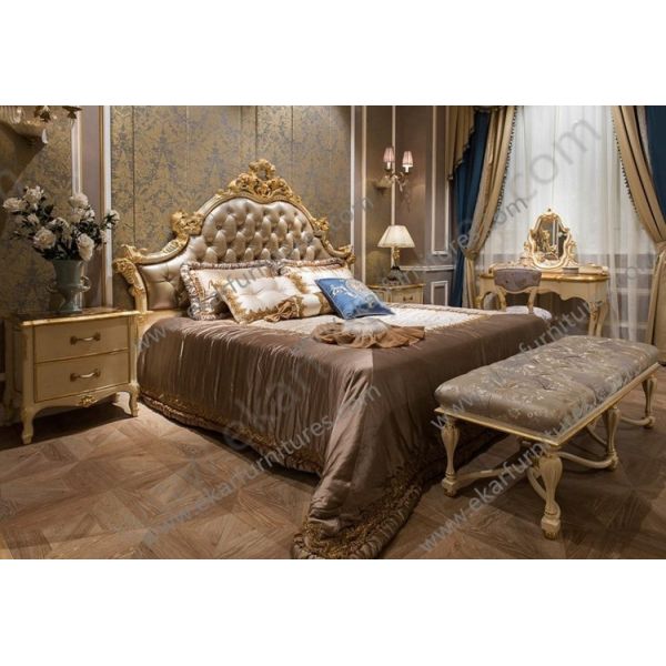Bed neo classical bedroom sets antique Bedroom furniture Kingbed Solid wood Bed FB-138