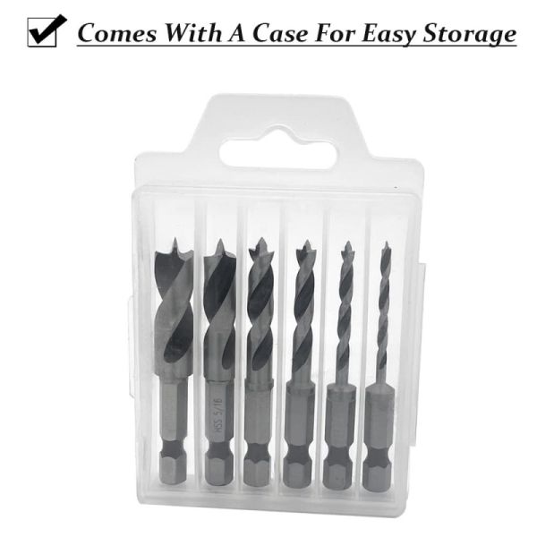 4241 Stubby Auger Bit Set 6pcs 1/4