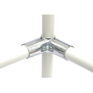 Conector de tubo metálico cromado HJ-2 de 2,3 mm de espesor para sistema modular de almacén con tubo lean de 28 mm de diámetro exterior