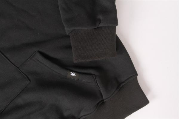 Black Towel Embroidered Mens Hoodie 320gram 65% Polyester 35% Cotton