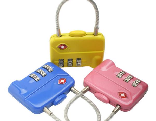 Cable zinc alloy TSA travel lock& Fashion Design yellow Tsa Luggage Lock& 80g Tsa Bag Number Lock