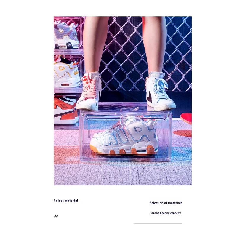 Modern Thickened Transparent Shoe Box Magnetic Flip Cover for Dustproof Sneaker Storage Display